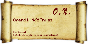 Orendi Nónusz névjegykártya